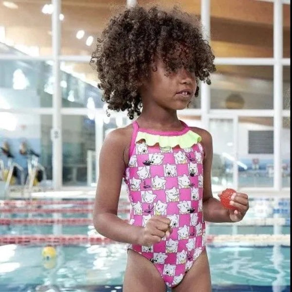 Arena Kids Girl'S Friends Swim One Piece, Freak Rose Multi -Soft Green-F