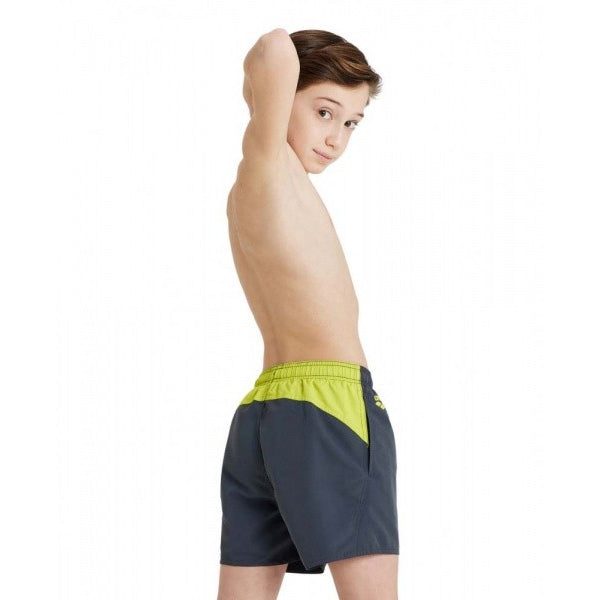 Arena Boys' Beach Boxer Logo Swimming Shorts, Asphalt-Soft Green
