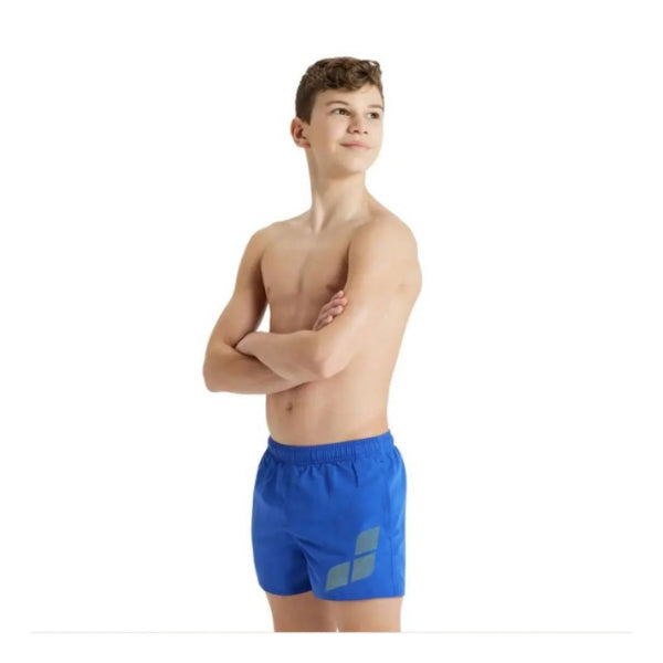 Arena Boys' Beach Boxer Logo Swimming Shorts, Royal-Soft Green