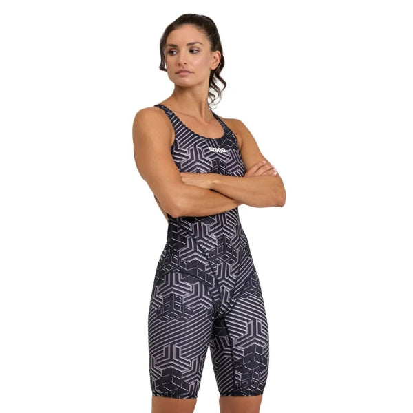 Arena Women'S Kikko Pro Full B Swimsuit With Short (Straps), Black Multi