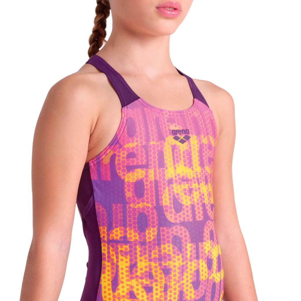 ملابس سباحة متعددة الألوان من أرينا جي، بظهر على شكل حرف V للبنات