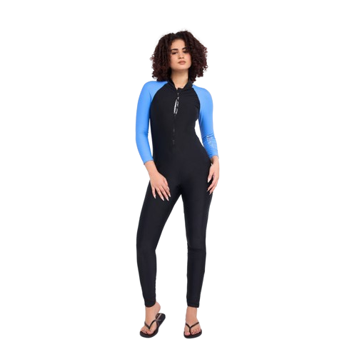 بدلة سباحة فاطمة من ايروبيرد للنساء، باللونين الأسود والأزرق