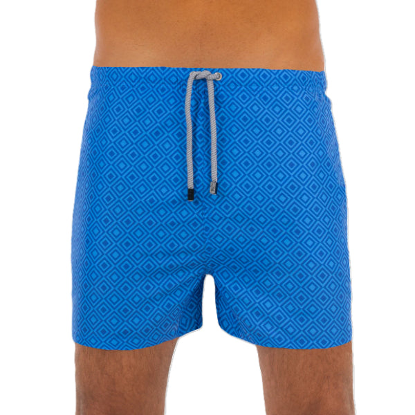 Fin Swimming Shorts For Men, Blue Diamonds