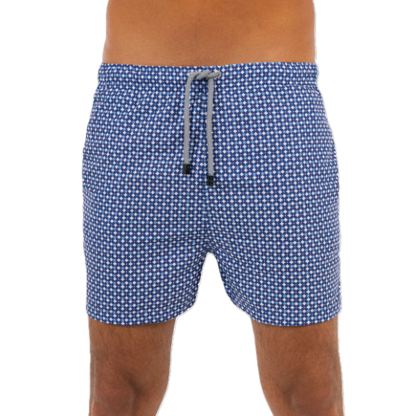 Fin Swimming Shorts For Men, Geometric Blue