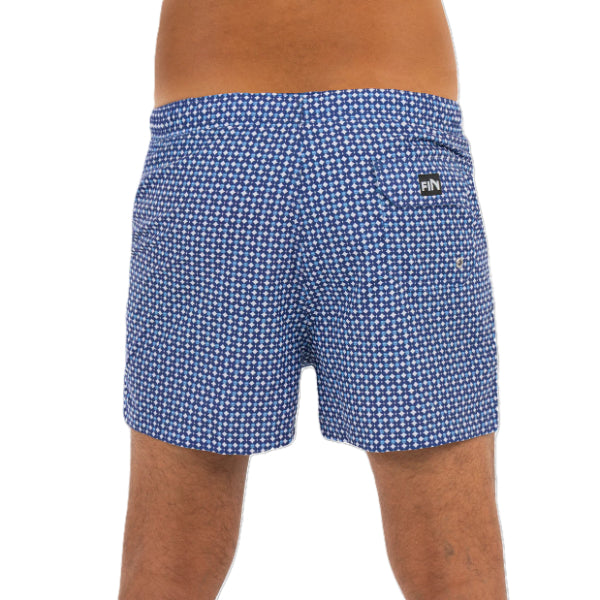 Fin Swimming Shorts For Men, Geometric Blue