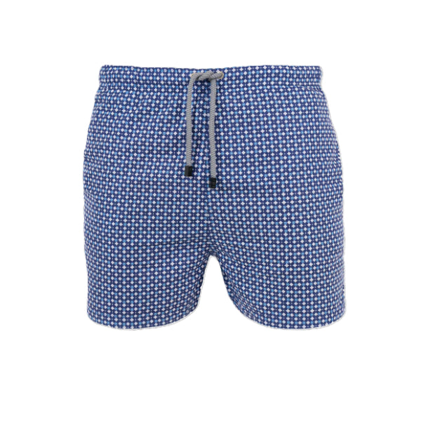 Fin Swimming Shorts For Men, Geometric Blue