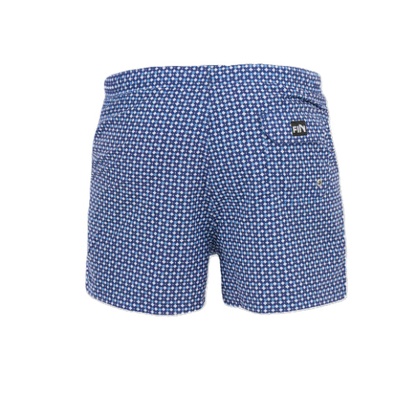 Fin Swimming Shorts For Men, Geometric Blue