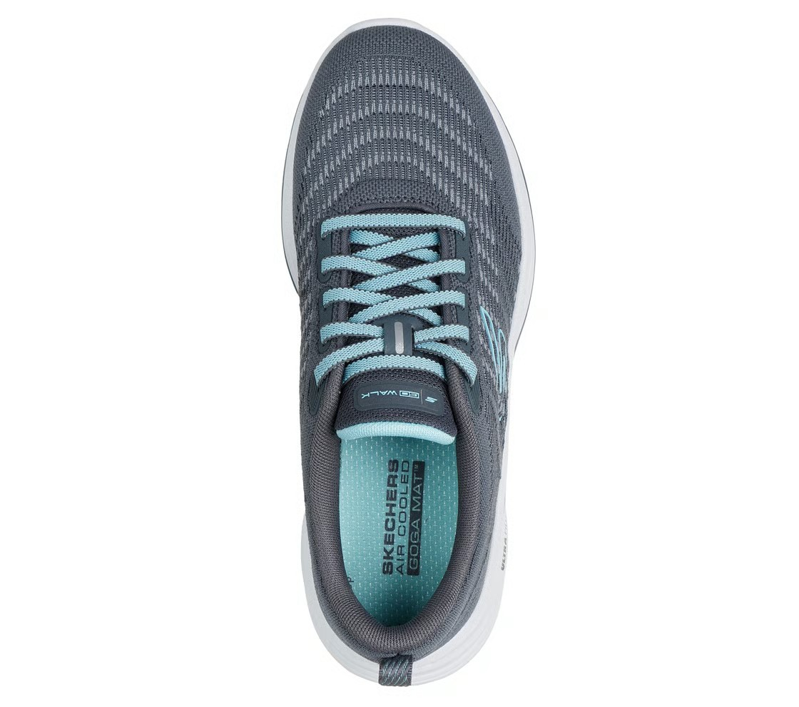 حذاء سكيتشرز جو ووك 8 للمشي للنساء، لون فحمي فيروزي