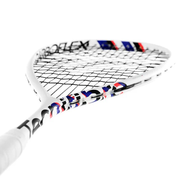 Tecnifibre Carboflex Jr V2 2024 Junior Squash Racket Strung, White&Black&Blue&Red