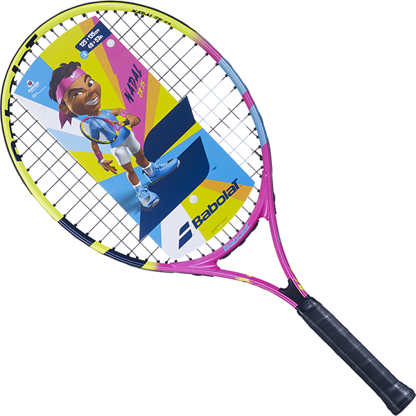 مضرب تنس بابولات نادال جونيور 23 إس سي في للناشئين، أصفر ووردي وكحلي