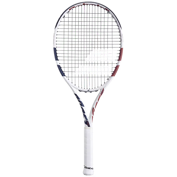 BABOLAT BOOST DRIVE WHITE STRUNG TENNIS RACKET FOR UNISEX, WHITE&NAVY&RED