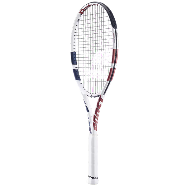 BABOLAT BOOST DRIVE WHITE STRUNG TENNIS RACKET FOR UNISEX, WHITE&NAVY&RED