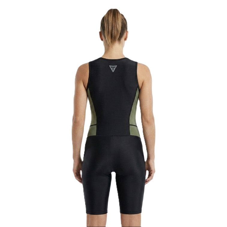 Trainetic Cut Swimsuit With Short For Women, Black&Olive