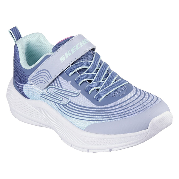 Skechers Microspec Advance Running Shoes For Girls, Light Grey & Aqua