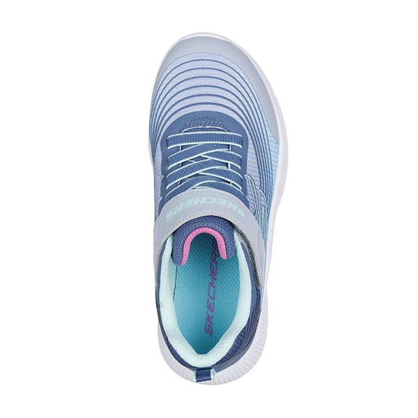 Skechers Microspec Advance Running Shoes For Girls, Light Grey & Aqua