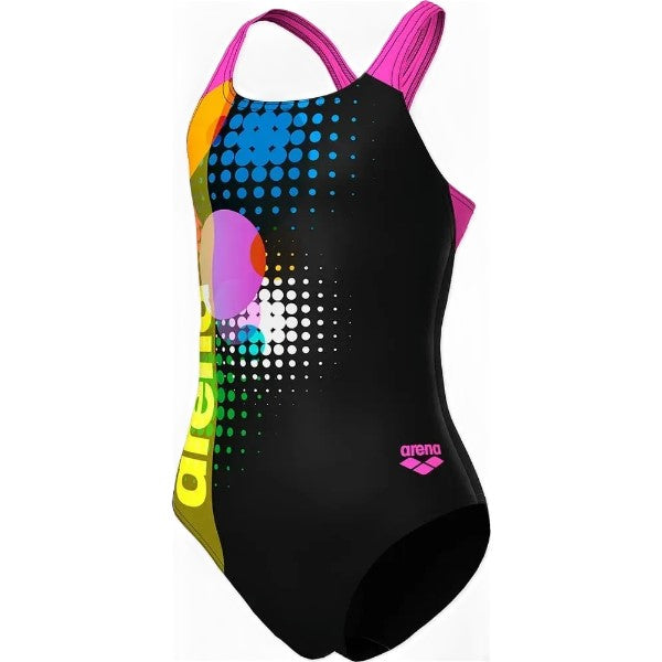 Arena Dots Swimsuit Swim Pro One Piece For Girls, Black Multi