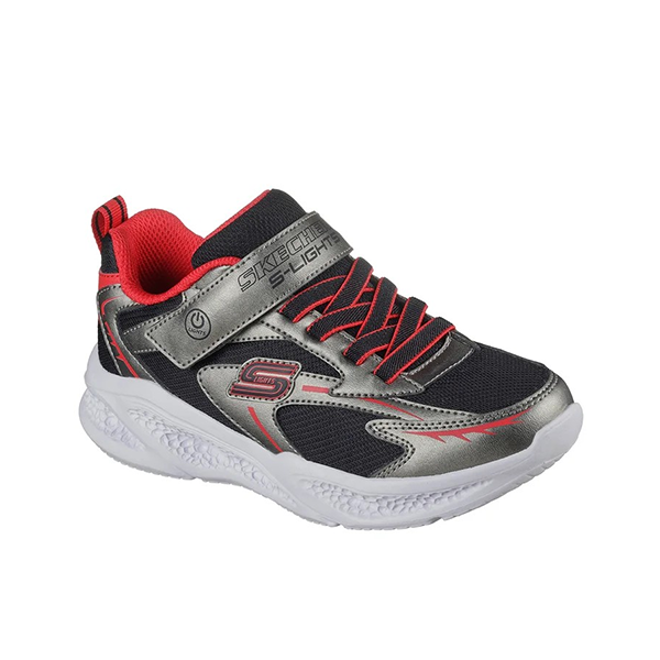 Skechers Skechers Meteor-Lights Lifestyle Shoes For Boys, Gun Red