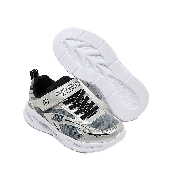 Skechers Skechers Meteor-Lights Lifestyle Shoes For Boys, Silver Black