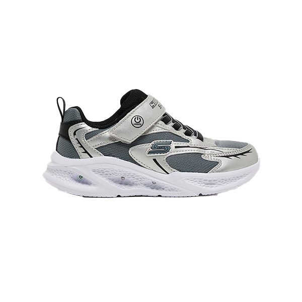 Skechers Skechers Meteor-Lights Lifestyle Shoes For Boys, Silver Black