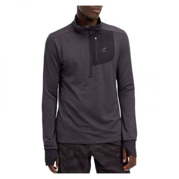 Energetics Willard M L/S Running T-Shirt For Men, Melange/Black