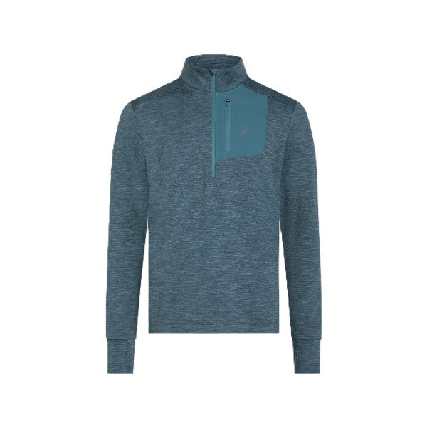 Energetics Willard M L/S Running T-Shirt For Men, Melange/Blue Dark/Navy