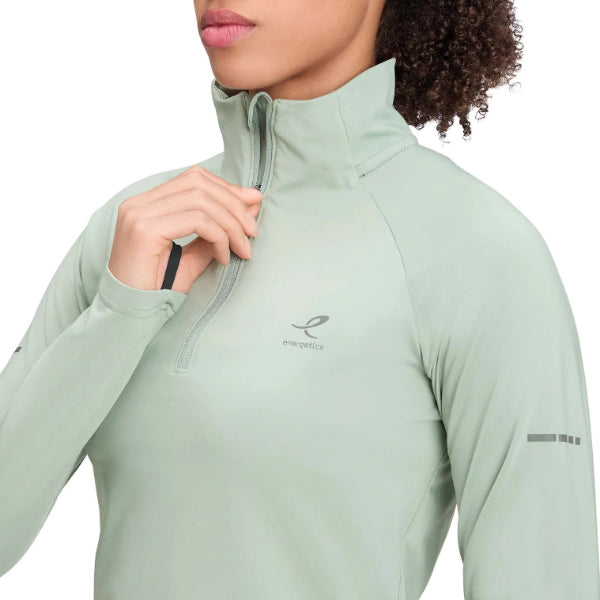 Energetics Carla Ii W L/S Running T-Shirt For Women, Green Smoke