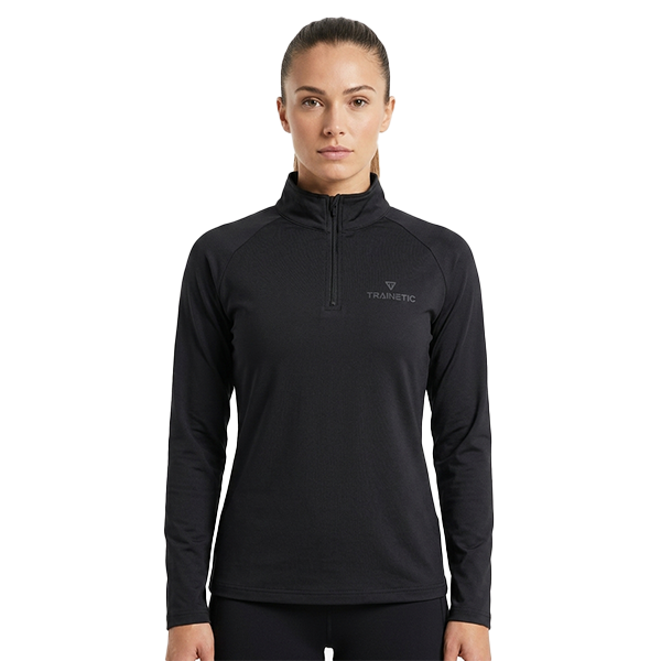 Trainetic Ls Half Zipper Fitness T-Shirt For Women, Black