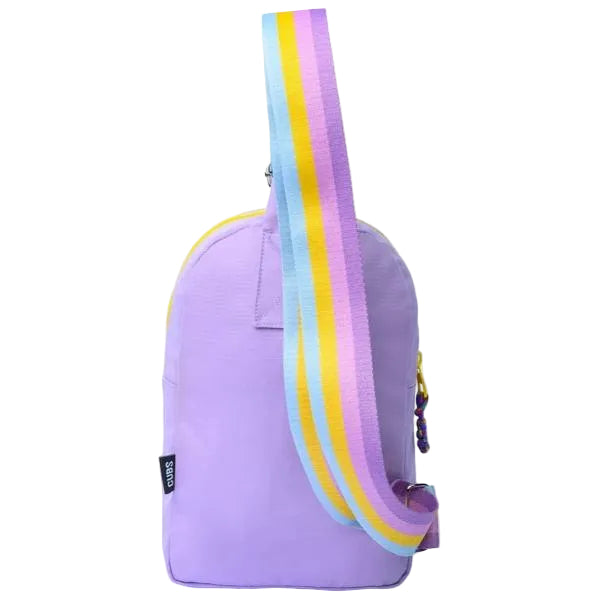 Cubs Sling 2 Front Pocket Cross Bag For Unisex, Lilac&Yellow
