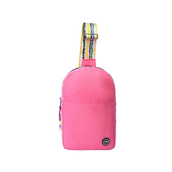 Cubs Sling 2 Front Pocket Cross Bag For Unisex, Pink&Black