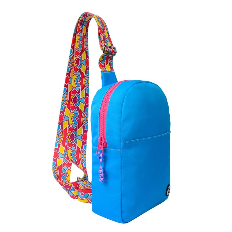 Cubs Sling 2 Front Pocket Cross Bag For Unisex, Blue&Fuchia