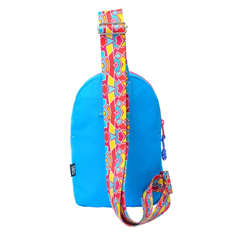Cubs Sling 2 Front Pocket Cross Bag For Unisex, Blue&Fuchia
