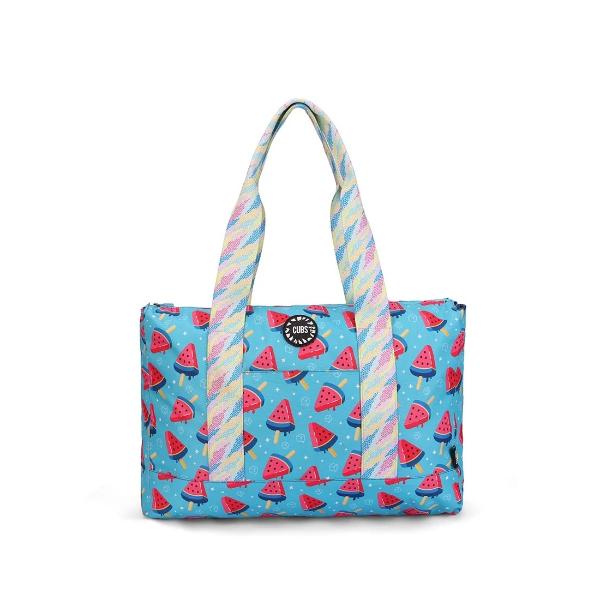 Cubs Bluish Flowers And Watermelon Ice-Crem Double Face Tote Bag For Unisex