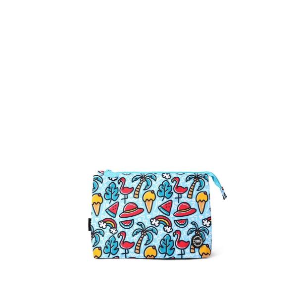 Cubs Baby Blue Flamingos Medium Pouch For Unisex