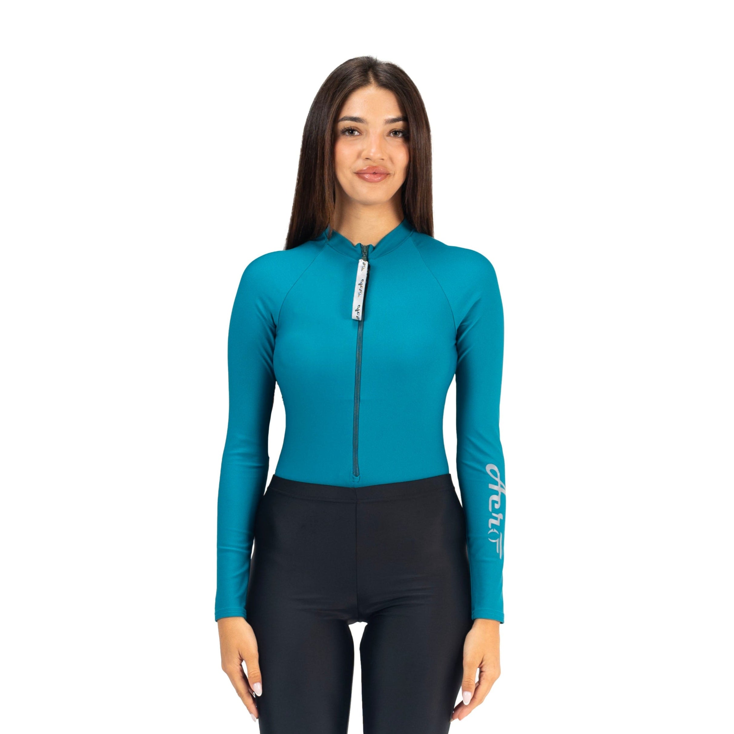 بلوزة أيروبيرد نايما بأكمام طويلة للنساء، أخضر