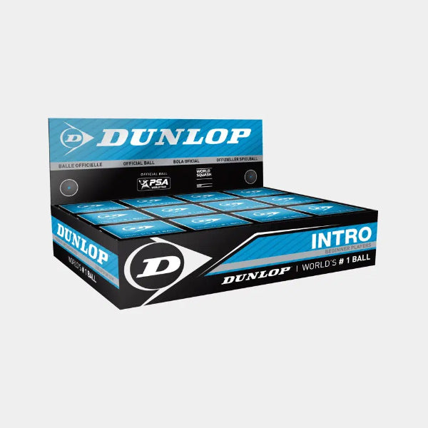 Dunlop Intro Squash Ball 12Pcs - Blue Dot For Squash