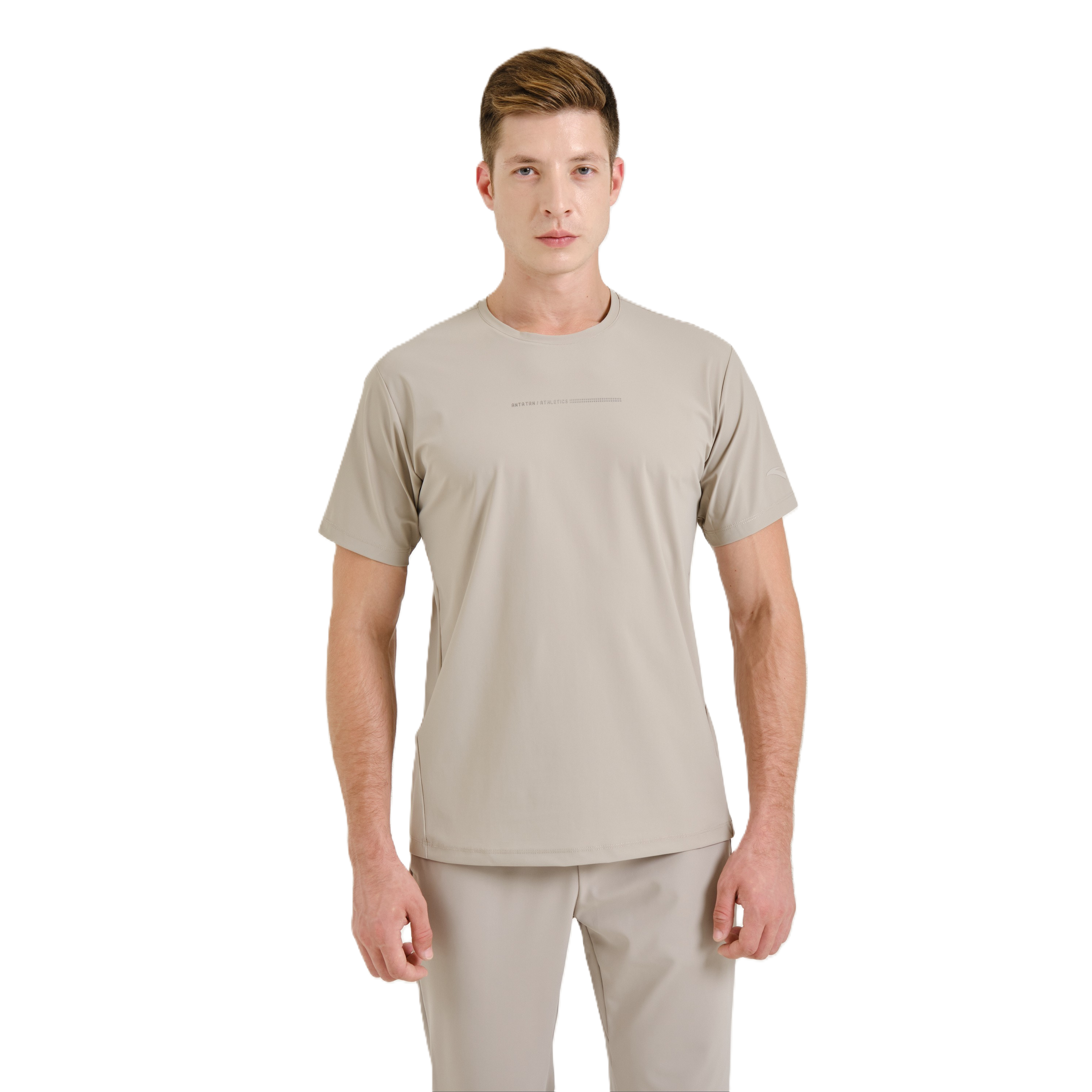Anta Fitness Ss T-Shirt For Men, Smoke Grey