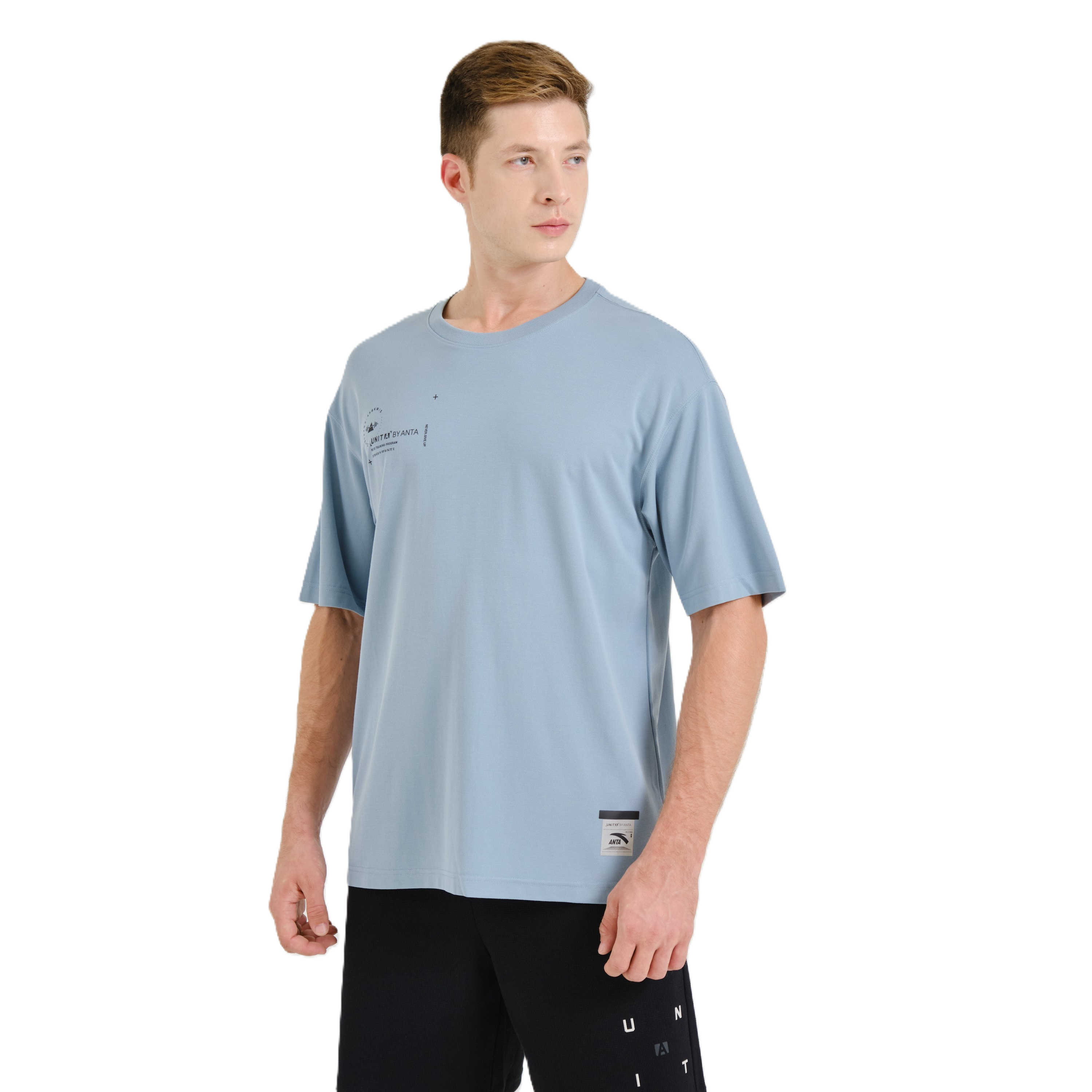 Anta Fitness Ss T-Shirt For Men, Wall Grey