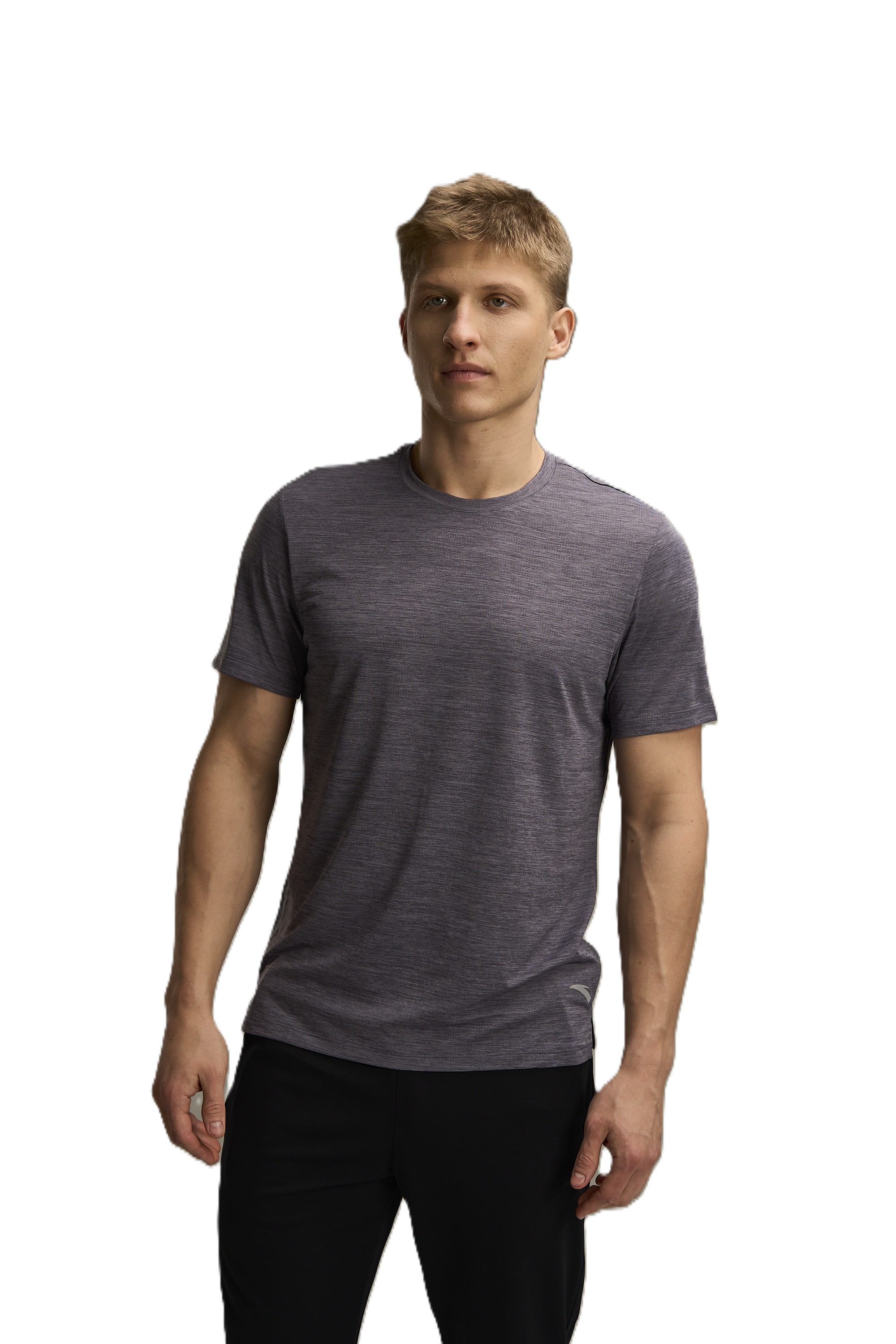 Anta Fitness Ss T-Shirt For Men, Heather Grey