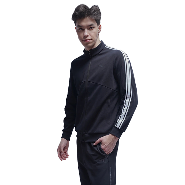Anta Fitness Knit Track Top For Men, Black