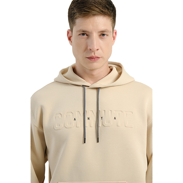 Anta Fitness Hooded Sweatshirt For Men, Almond Grey