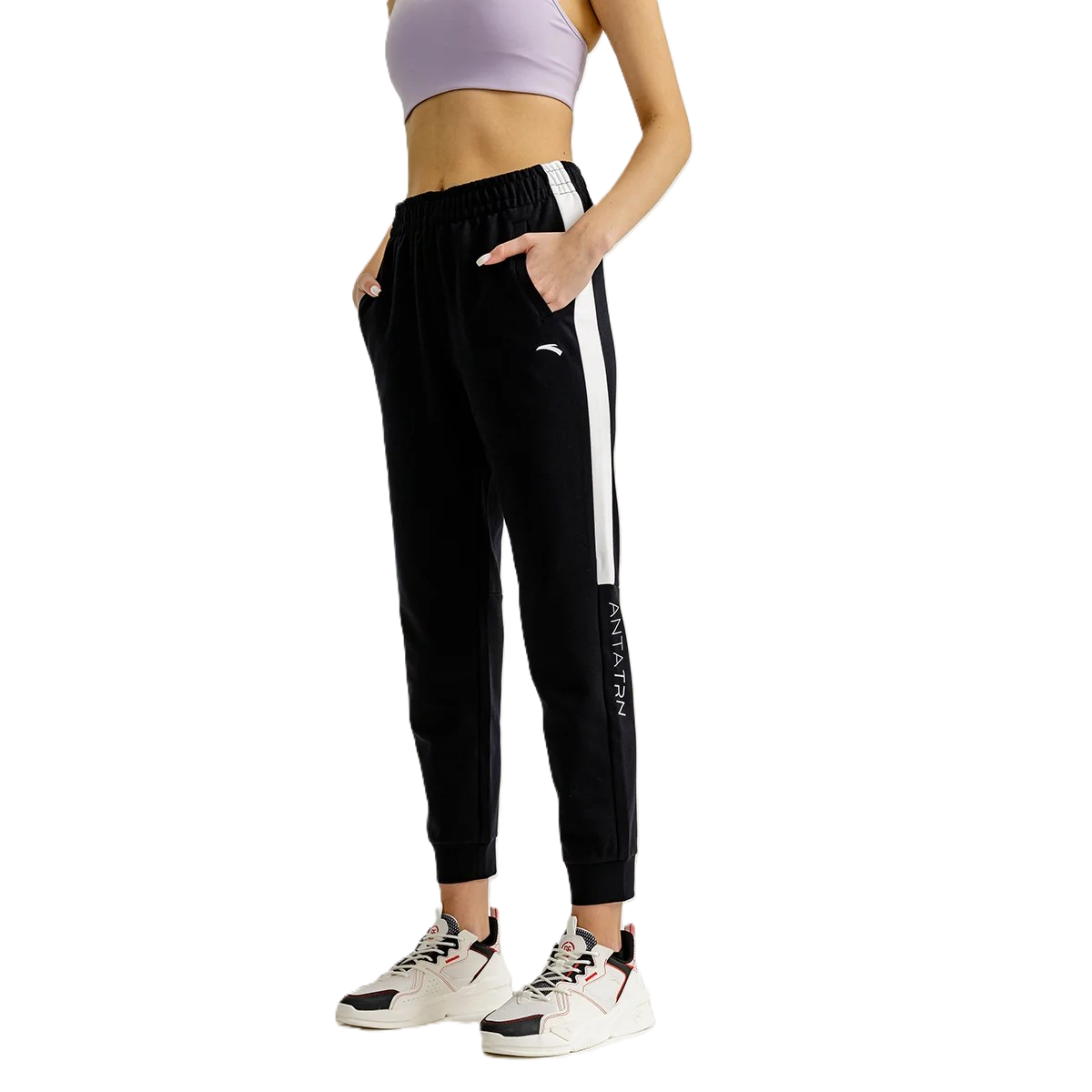 Anta Fitness Knit Ankle Pants For Women, Black