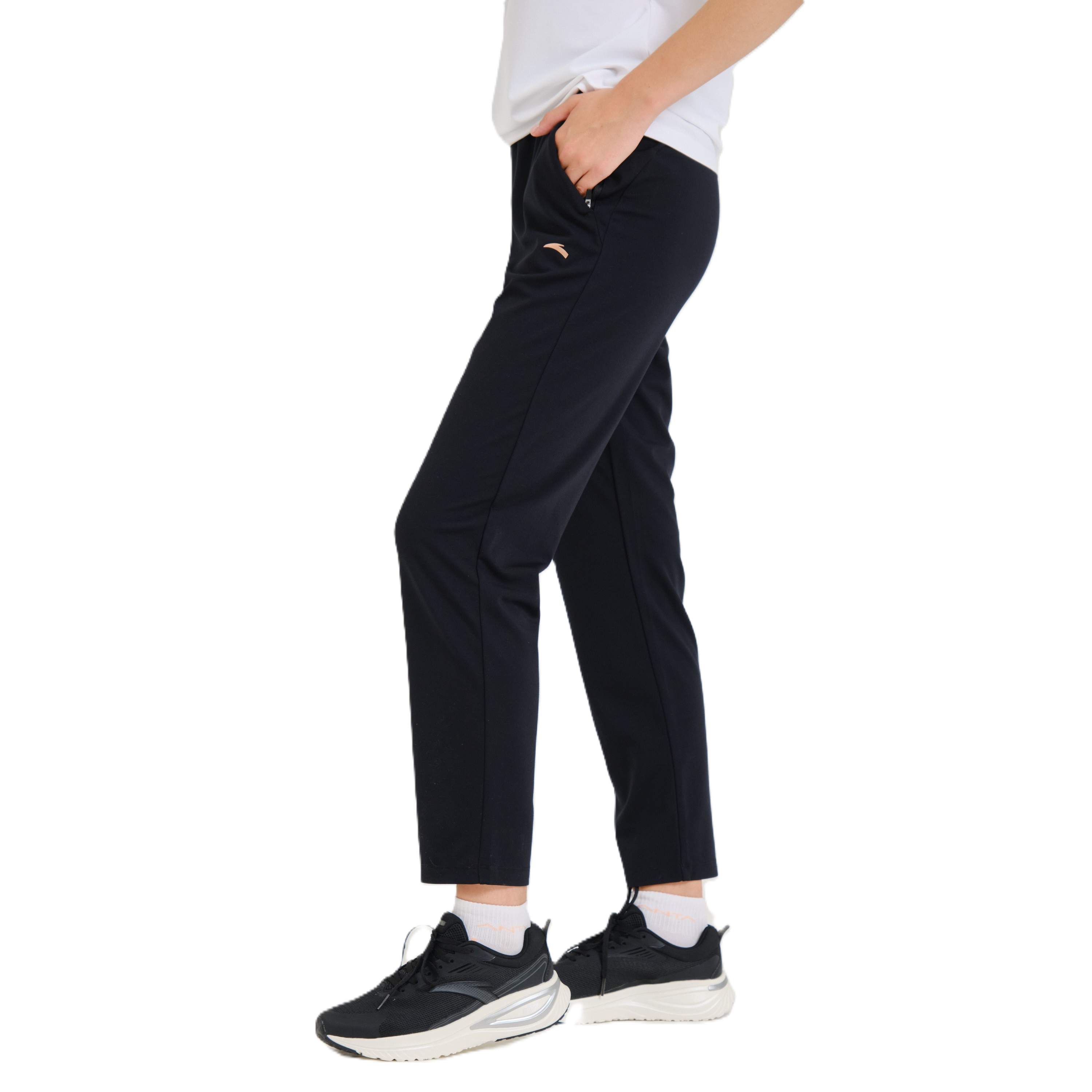 Anta Fitness Knit Track Pants For Women, Black