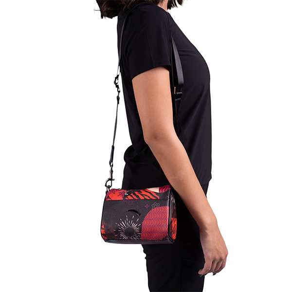 Anta Lifestyle Bag For Women, Basicblack & Rspbrry Red