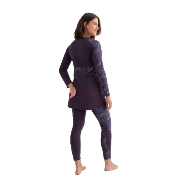 Libra Asymmetrical Basic Swimsuit For Women, Purple Palm