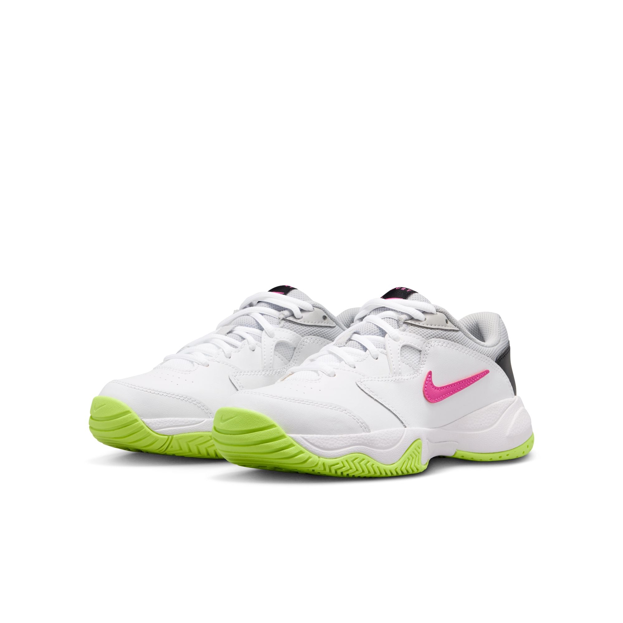 Nike Jr Court Lite 2 Tennis Shoes For Girls, White&Lime&Fuchsia