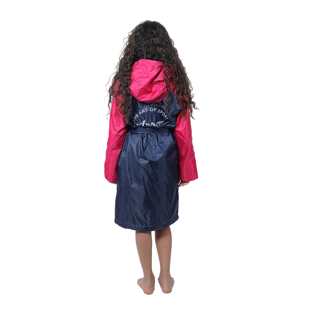 Aerobird Water Proof Robe with Sleeves & Hoodie For Kids, Navy & Fuchsia