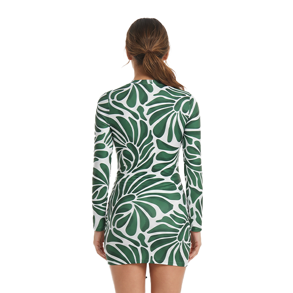 Aerobird Long Sleeves Top For Women, Green Print