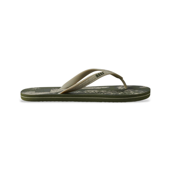 Reef Seaside Prints Flip Flops For Men, Olive Tropics