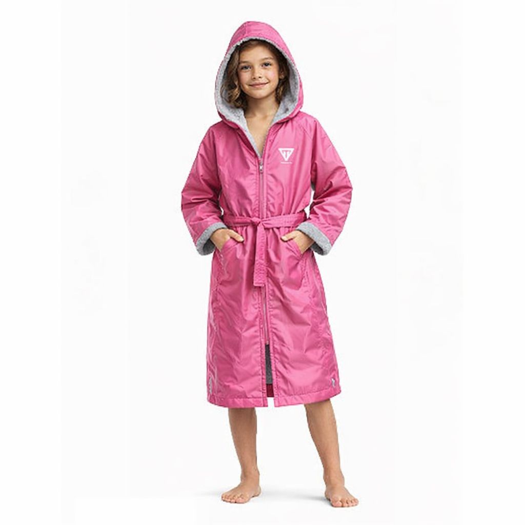 روب ترينتيك المقاوم للماء للبنات، لون فوشيا ورمادي