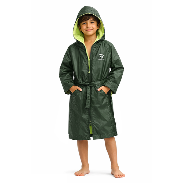 روب ترينتيك المقاوم للماء للأولاد، زيتوني وأخضر فسفوري